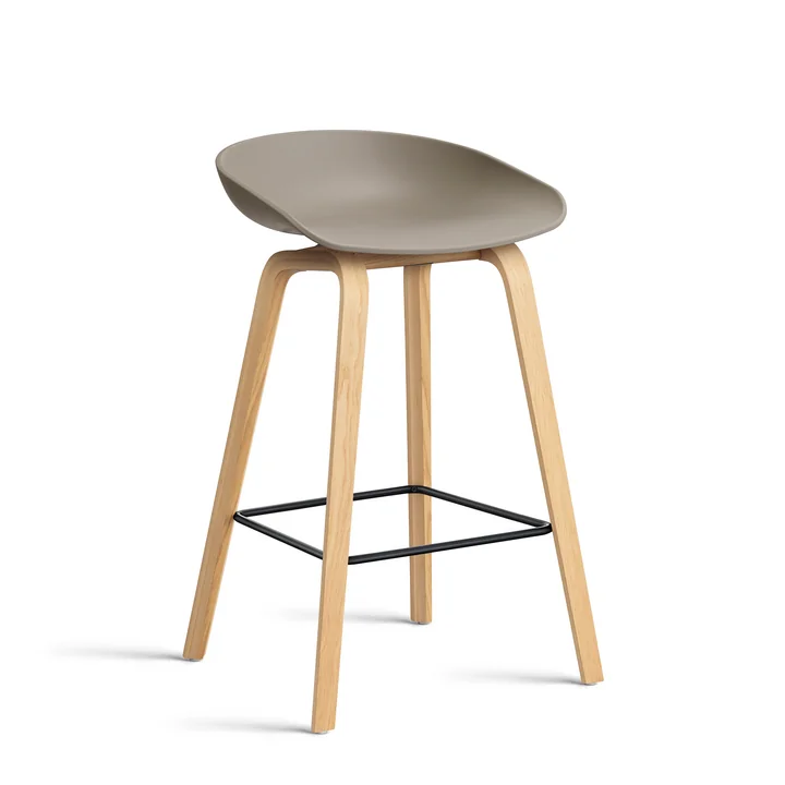 HAY - About A Stool AAS 32 H 65 cm, eiken gelakt / zwart staal / kaki 2. 0