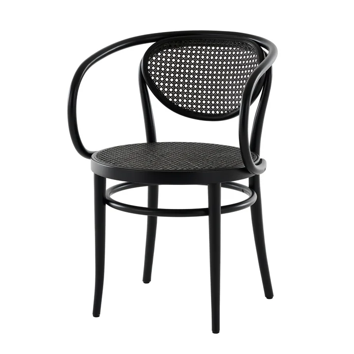 Thonet - 210 R Fauteuil, vlechtwerk donker melange / zwart beuken (TP 29)