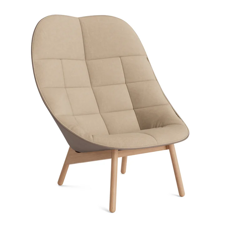 HAY - Uchiwa Gewatteerde fauteuil, eik / zitting beige (Naveli 213) / rug nougat (Sense)