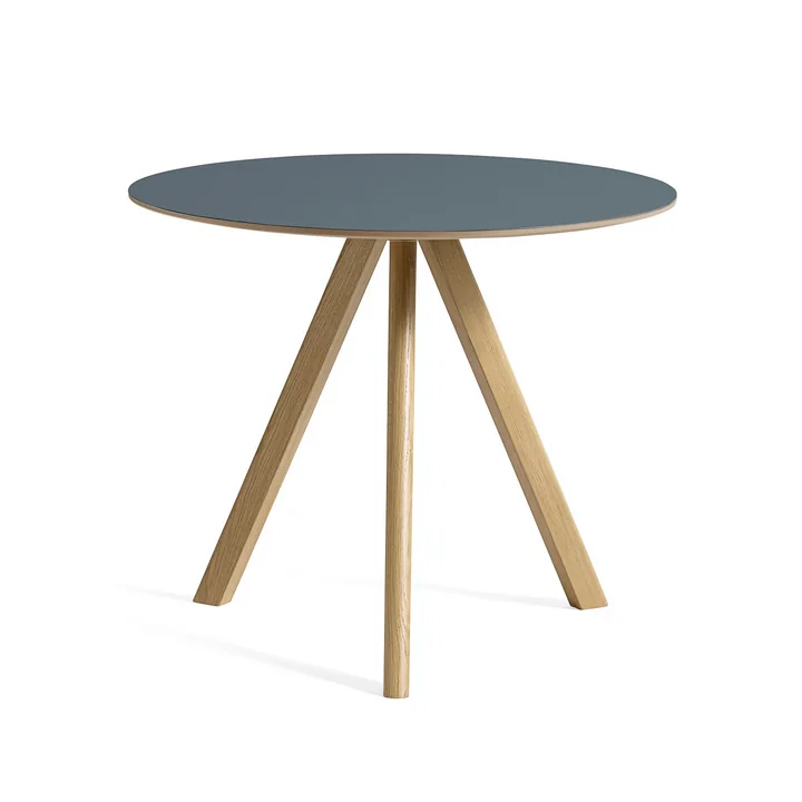 HAY - Copenhague CPH20 2. 0 Tafel Ø 90 cm, gelakt eiken / linoleum smokey blue