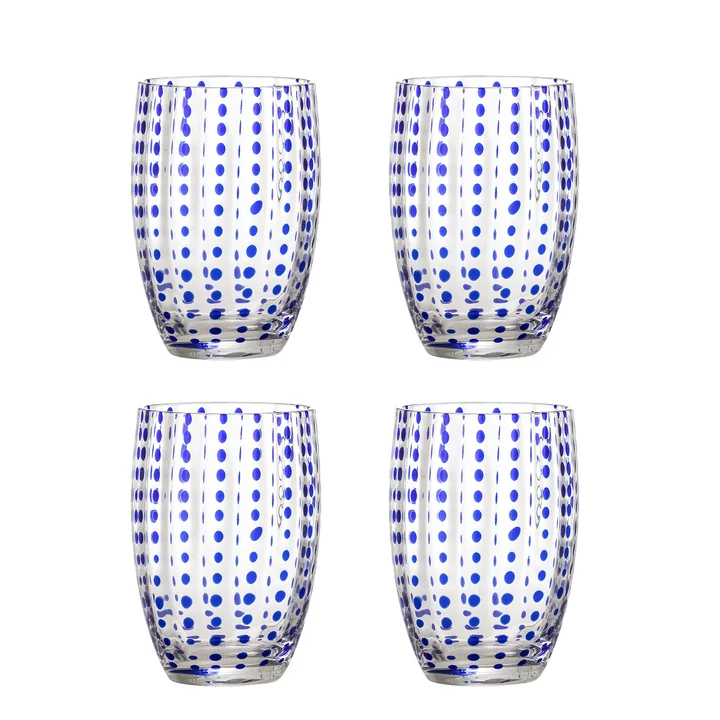 Bloomingville - Brinley drinkglazen, blauw (set van 4)