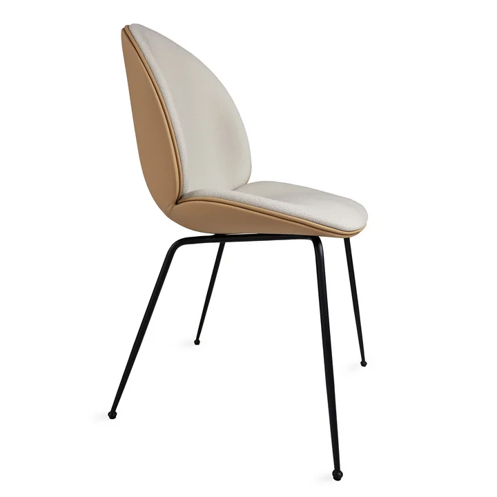 Gubi - Beetle Dining Chair Volledige bekleding (Conic Base), zwart / Vidar (146) / leder Valencia (Exclusive Edition)