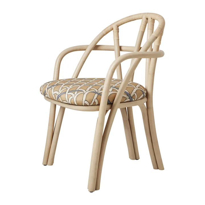 Gubi - Bistra fauteuil, rotan naturel / echt patroon (002) (kunststof glijders)