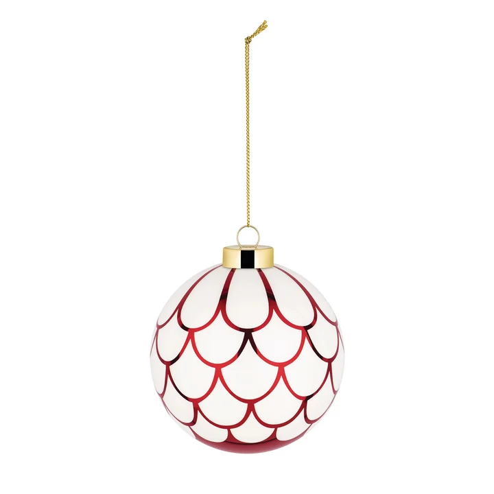 Alessi - Delight kerstbal 8, wit / rood / goud
