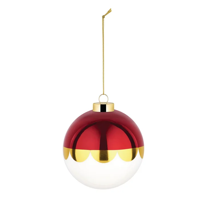 Alessi - Delight kerstbal 7, wit / rood / goud