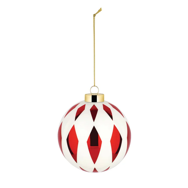 Alessi - Delight kerstbal 6, wit / rood / goud