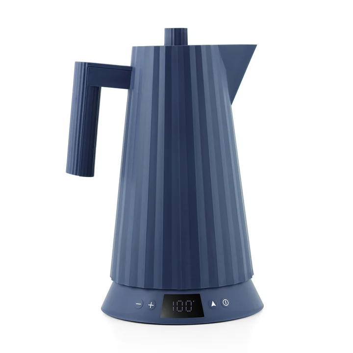 Alessi - Plissé waterkoker met temperatuurregeling 1,7 l, blauw