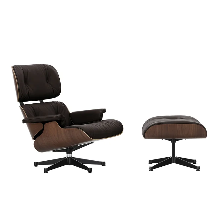 Vitra-Lounge-Chair-und-Ottoman-schwarz-poliert-Nussbaum-dunkel-Leder-Natural-F-chocolate