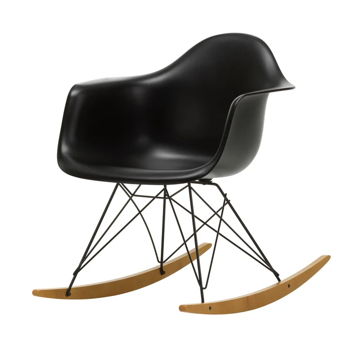 Vitra - Eames Plastic Fauteuil RAR RE, geelachtig esdoorn / basic dark / diepzwart