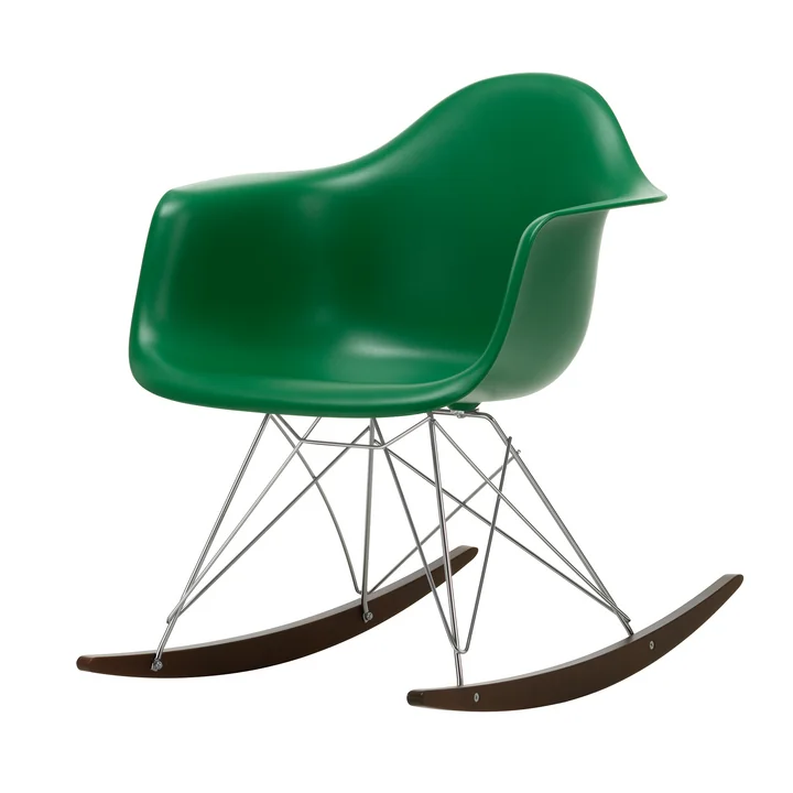 Vitra - Eames Plastic Fauteuil RAR RE, donker esdoorn / chroom / smaragd