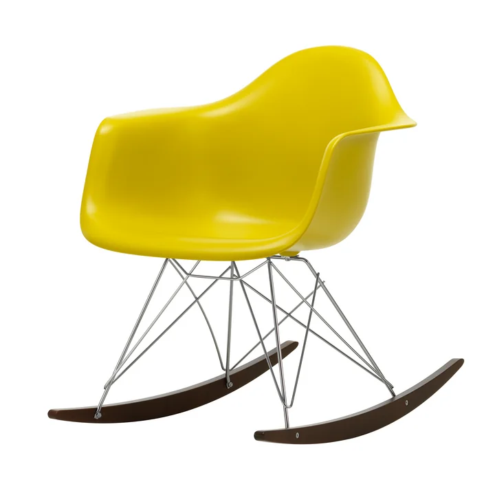 Vitra - Eames Plastic Fauteuil RAR RE, donker ahorn / chroom / mosterd