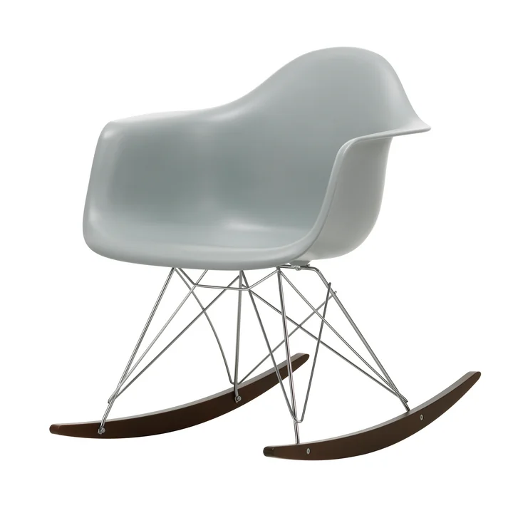 Vitra - Eames Plastic Fauteuil RAR RE, donker esdoorn / chroom / lichtgrijs