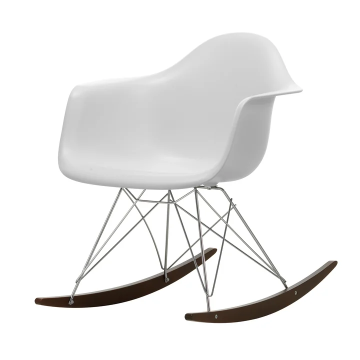 Vitra - Eames Plastic Fauteuil RAR RE, donker ahorn / chroom / katoen wit