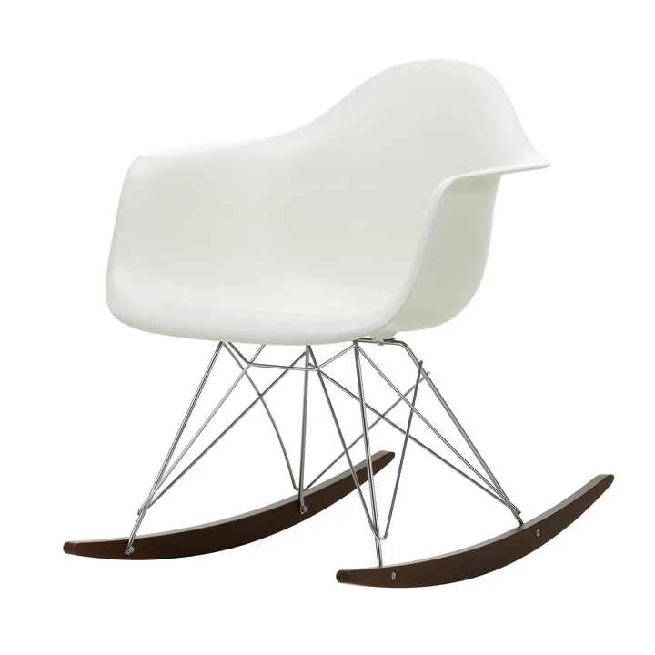 Vitra - Eames Plastic Fauteuil RAR, donker esdoorn / chroom / wit