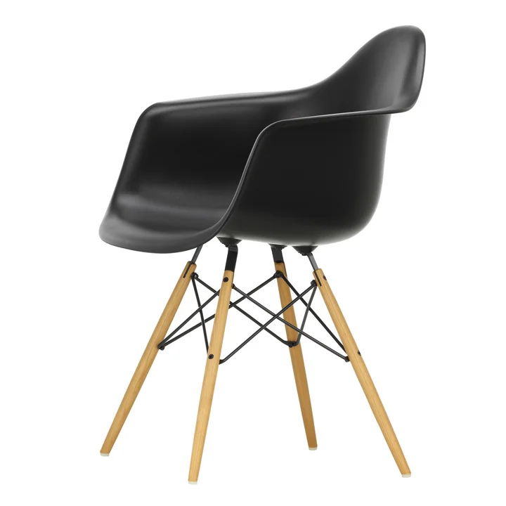 Vitra - Eames Plastic Fauteuil DAW RE, essenhouten kleur / diepzwart