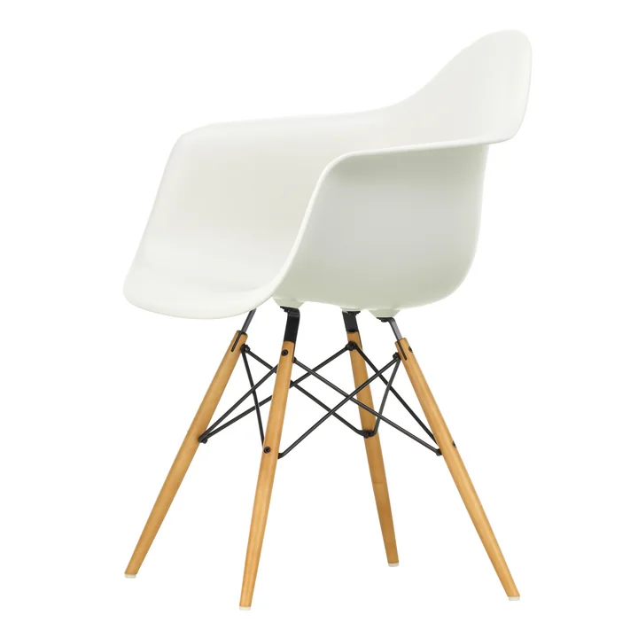 Vitra - Eames Plastic Fauteuil DAW, geelachtig esdoorn / wit