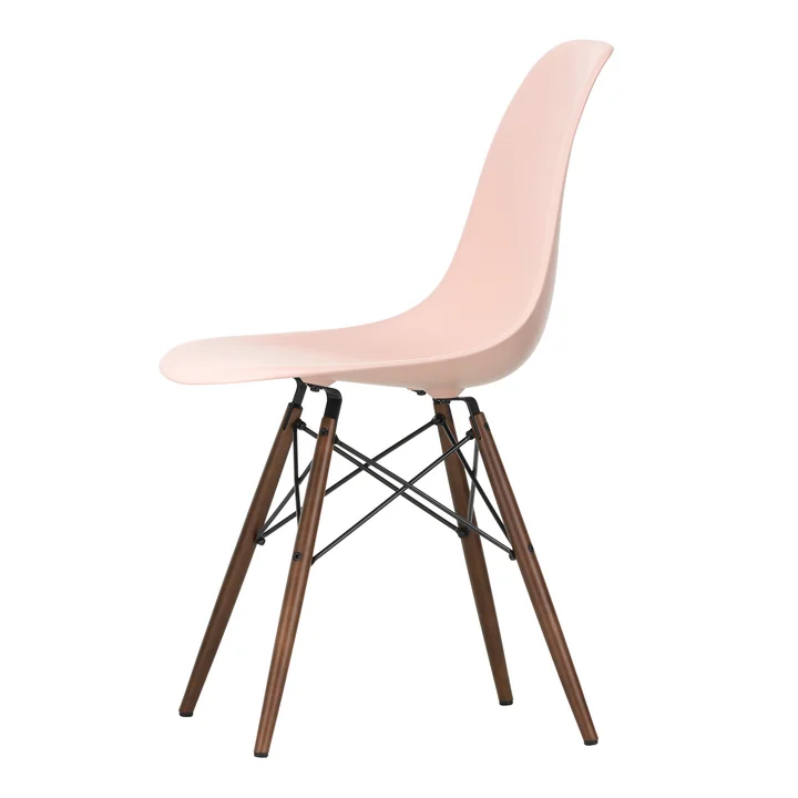 Vitra - Eames Plastic Bijzetstoel DSW RE, donker esdoorn / lichtroze