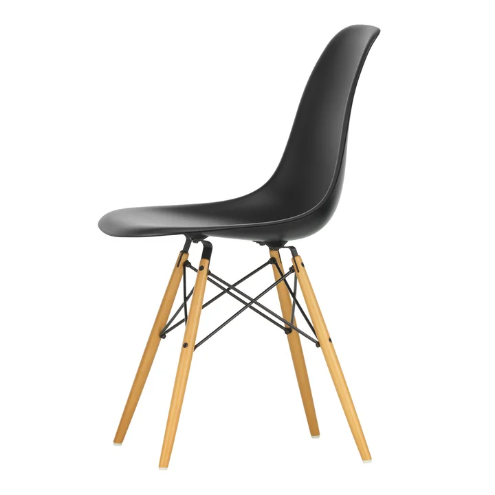 Vitra - Eames Plastic Bijzetstoel DSW RE, geelachtig esdoorn / diepzwart
