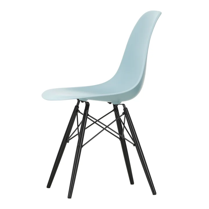 Vitra - Eames Plastic Bijzetstoel DSW RE, zwart esdoorn / ijsgrijs