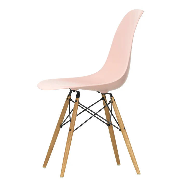 Vitra - Eames Plastic Bijzetstoel DSW RE, essen honingkleurig / lichtroze