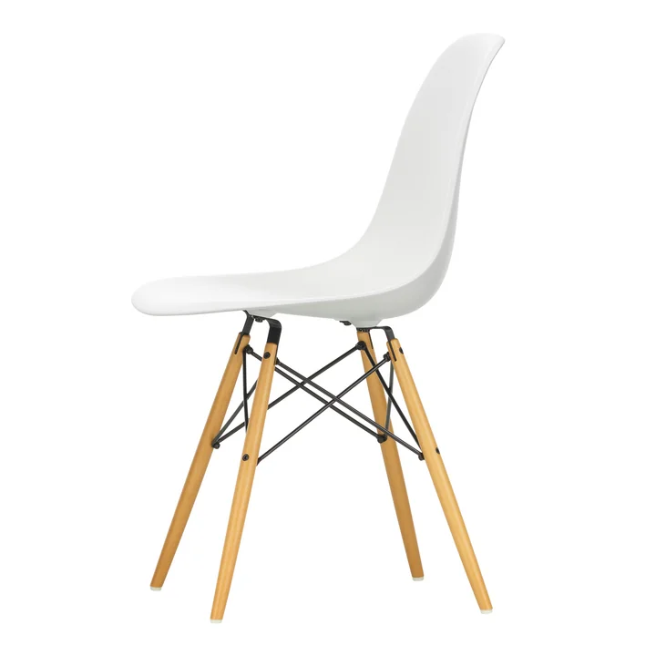 Vitra - Eames Plastic Bijzetstoel DSW, geelachtig esdoorn / wit