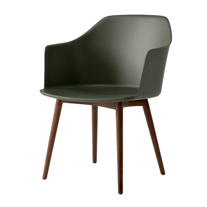 & Tradition - Rely Fauteuil HW76, walnoot gelakt / bronsgroen