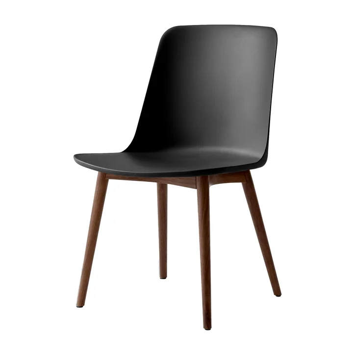 & Tradition - Rely Side Chair HW71, walnoot gelakt / zwart