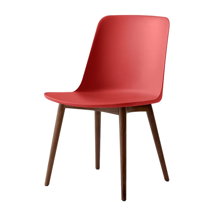 & Tradition - Rely Side Chair HW71, walnoot gelakt / vermiljoen rood