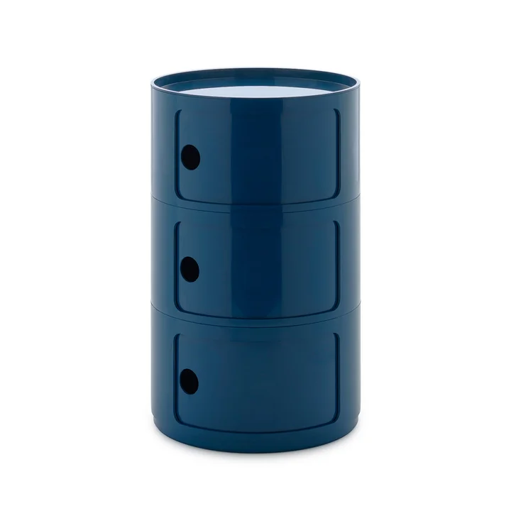 Kartell - New Big Componibili 3 Container, H 69,5 cm, blauw