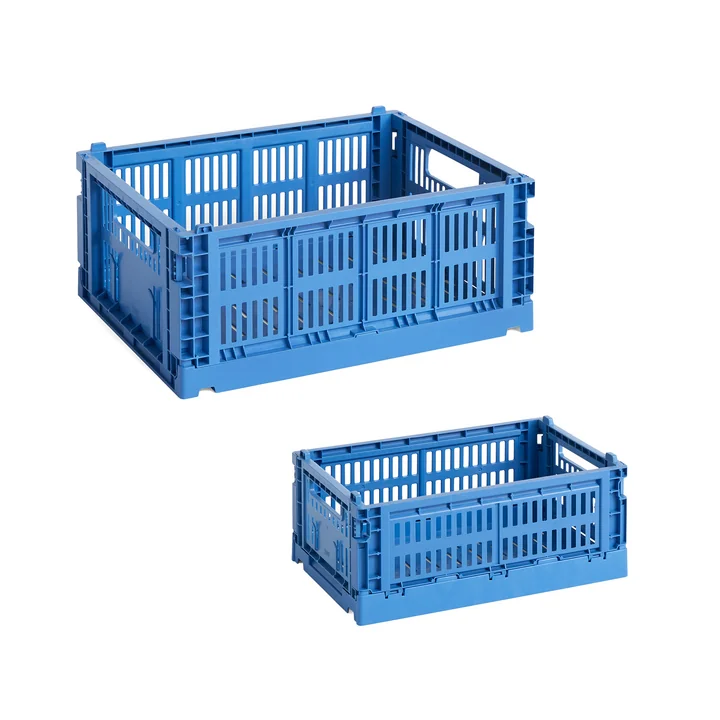 HAY - Colour Crate mand S + M, elektrisch blauw, gerecycled