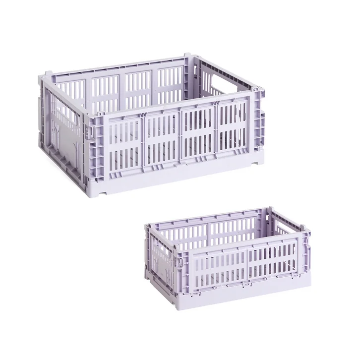 HAY - Colour Crate mand S + M, lavendel, gerecycled (set van 2)