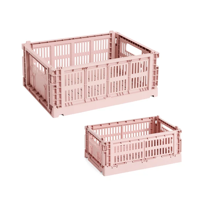 HAY - Colour Crate mand S + M, blush, gerecycled (set van 2)