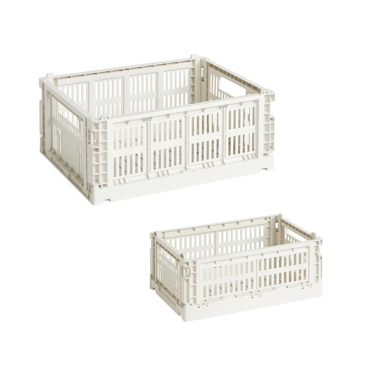 HAY - Colour Crate mand S + M, gebroken wit, gerecycled (set van 2)