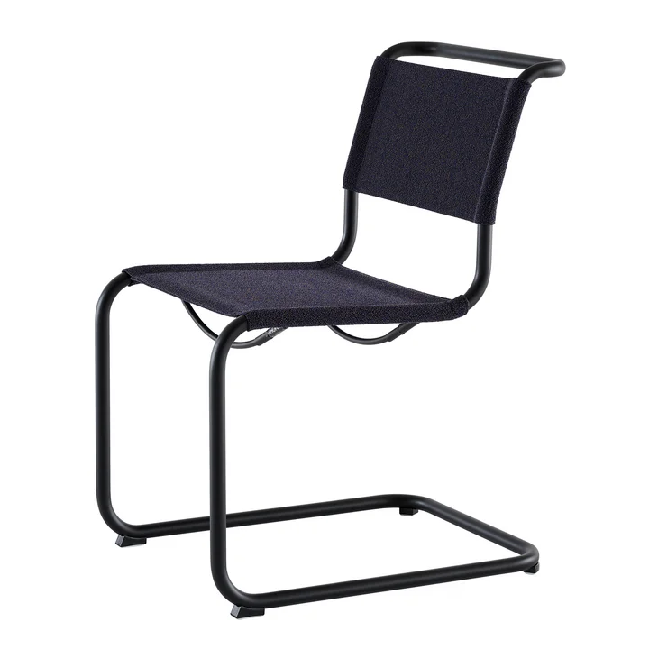 Thonet - S 33 V stoel, diep zwart / diep (stof Rohi Cento)