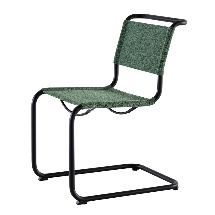 Thonet - S 33 V stoel, gitzwart / malachiet (Rohi Cento stof)