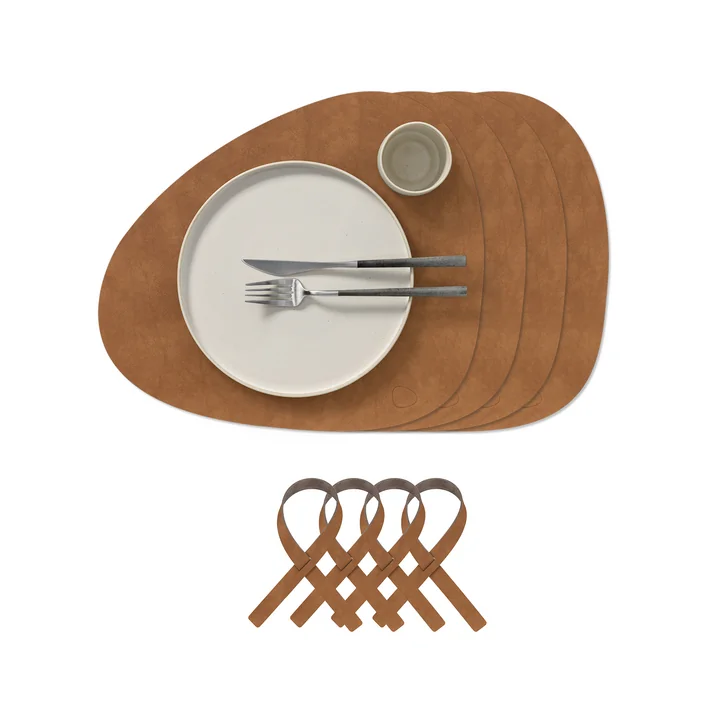 Lind DNA - Curve L geschenkset, Nupo naturel (4 placemats + 4 servetringen)