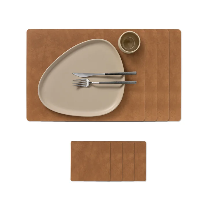 Lind DNA - Square L geschenkset, Nupo naturel (4 placemats + 4 glazen onderzetters)