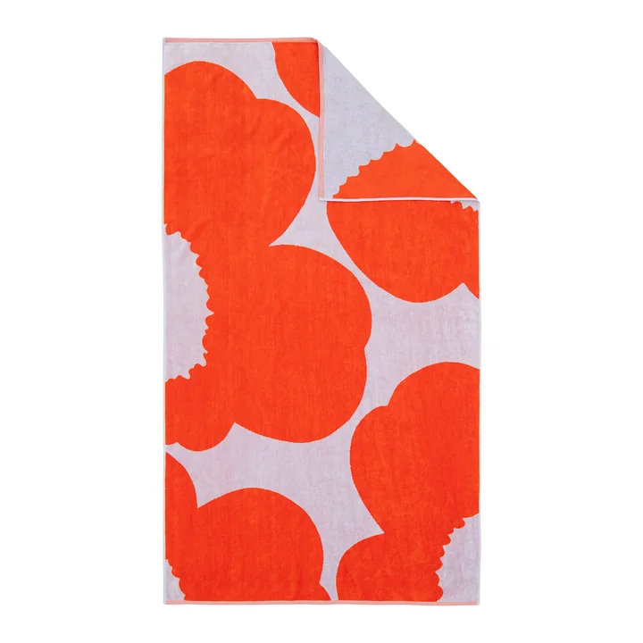Marimekko - Iso Unikko Badhanddoek, 100 x 180 cm, blauw lila/oranje rood