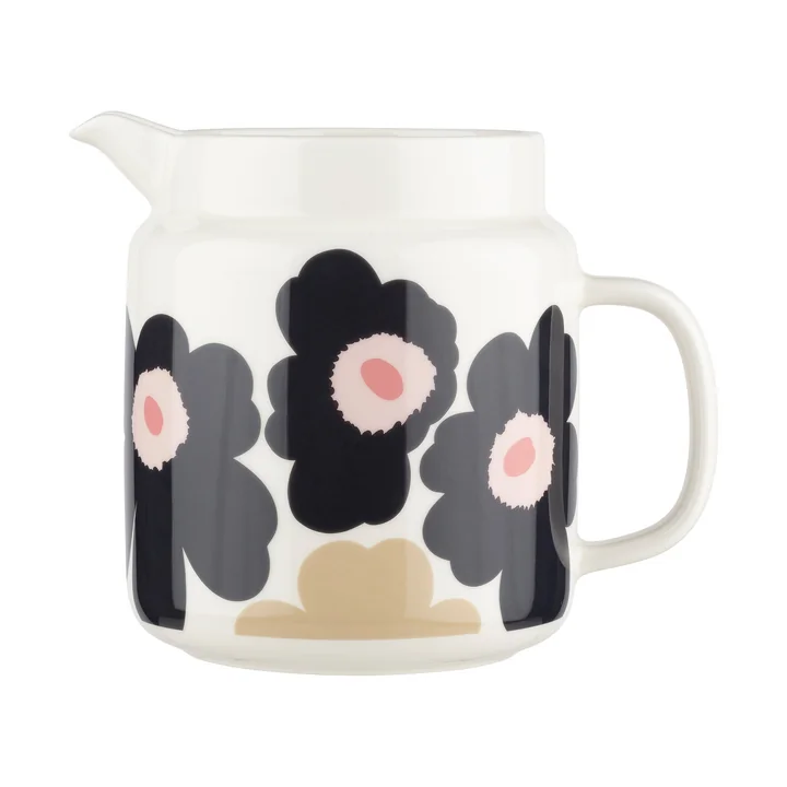 Marimekko - Oiva Unikko kan, 1,25 l, gebroken wit / houtskool / zand / roze