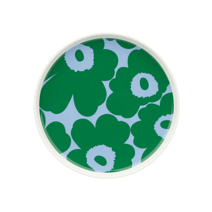 Marimekko - Oiva Unikko Bord Ø 20 cm, wit / groen / lichtblauw