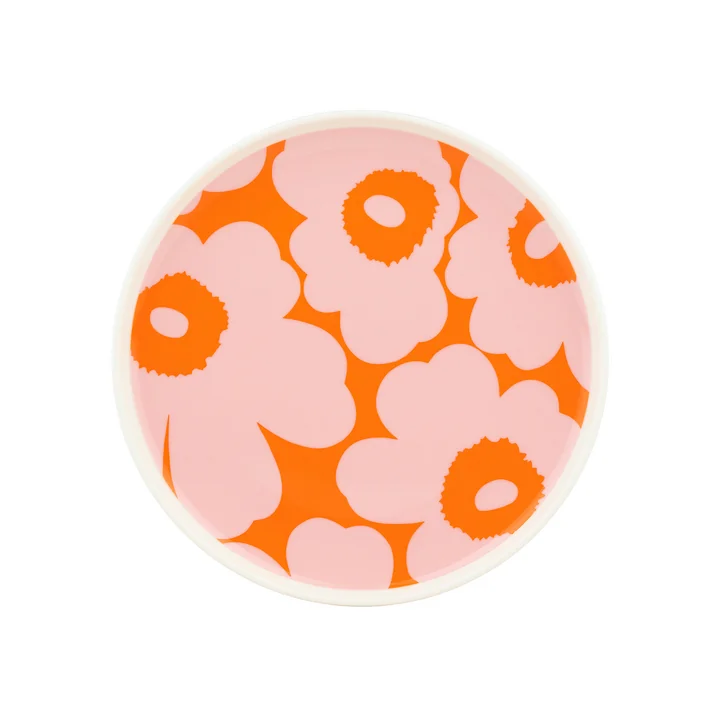 Marimekko - Oiva Unikko Bord Ø 20 cm, wit / roze / oranje