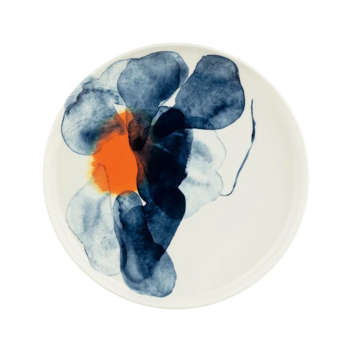 Marimekko - Oiva Valssi bord, Ø 25 cm, wit / blauw / oranje