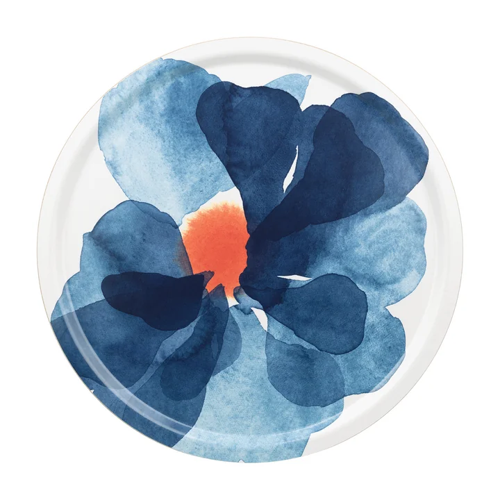 Marimekko - Valssi dienblad, Ø 46 cm, wit / blauw / oranje