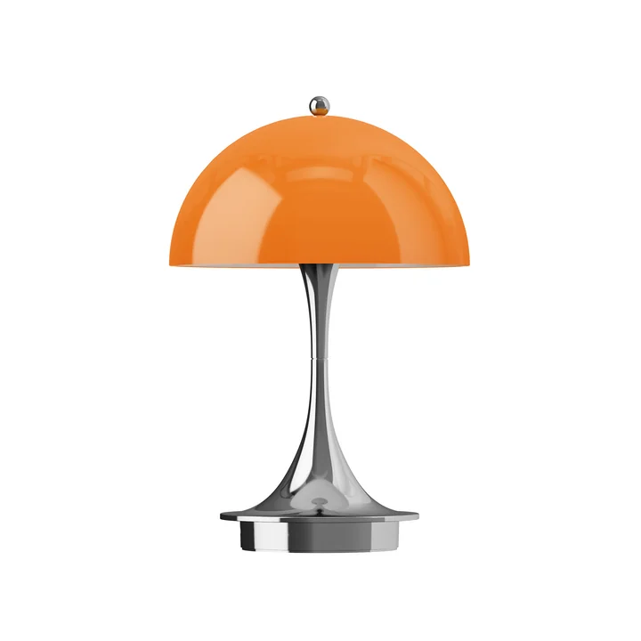 Louis Poulsen - Panthella 160 Draagbare V3 oplaadbare LED tafellamp, chroom / origineel opaal oranje