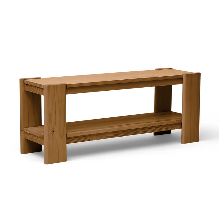 Form & Refine - Balkenbank, 112 cm, mat gelakt grenen, diep bruin