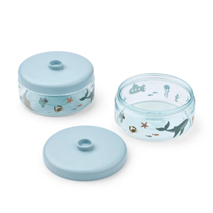 LIEWOOD - Dominique Snack Box 500 ml, Zeewezen, zandkleurig (set van 2)
