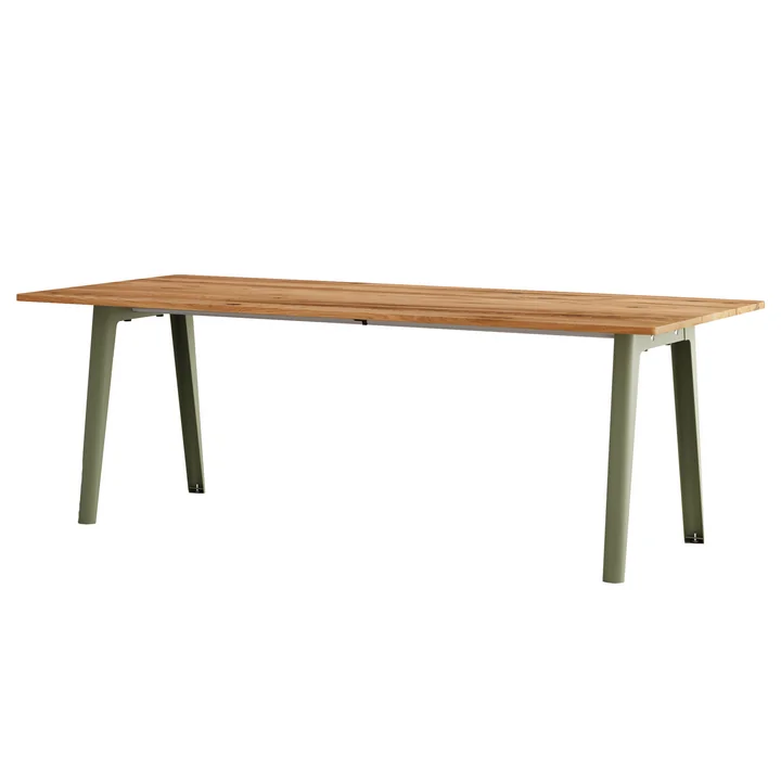 TipToe - NEW MODERN Eettafel 95 x 220 cm, gerecycled teruggewonnen hout / kaki groen