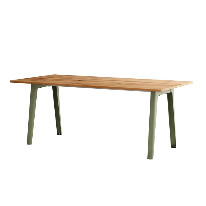 TipToe - NEW MODERN Eettafel 95 x 190 cm, gerecycled teruggewonnen hout / kaki groen