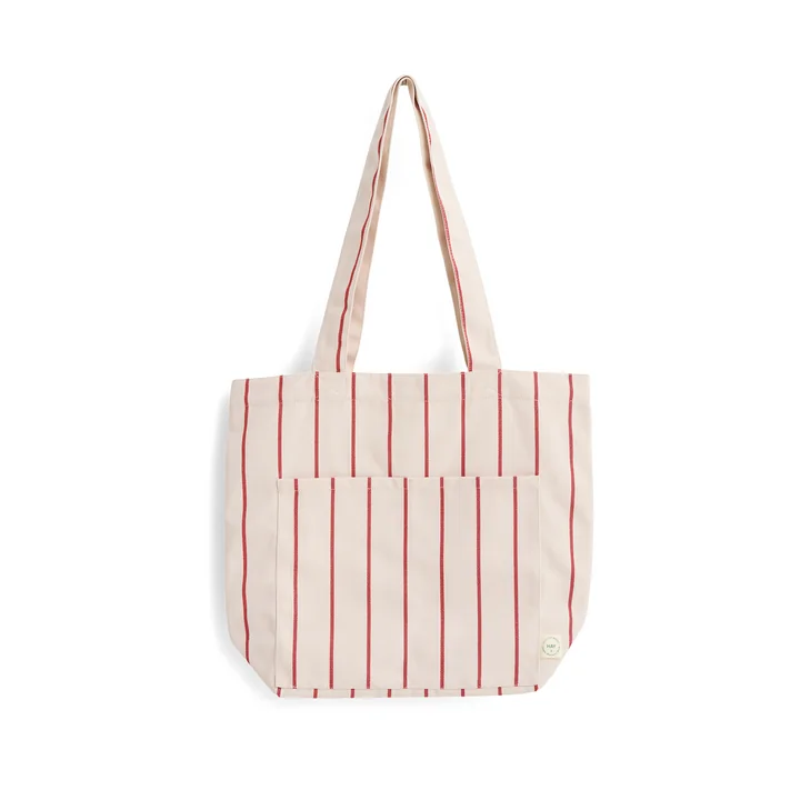 HAY - Outdoor Market Tote Bag M, beige met rode strepen