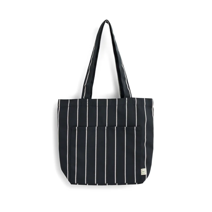 HAY - Outdoor Market Tote Bag M, zwart met beige strepen